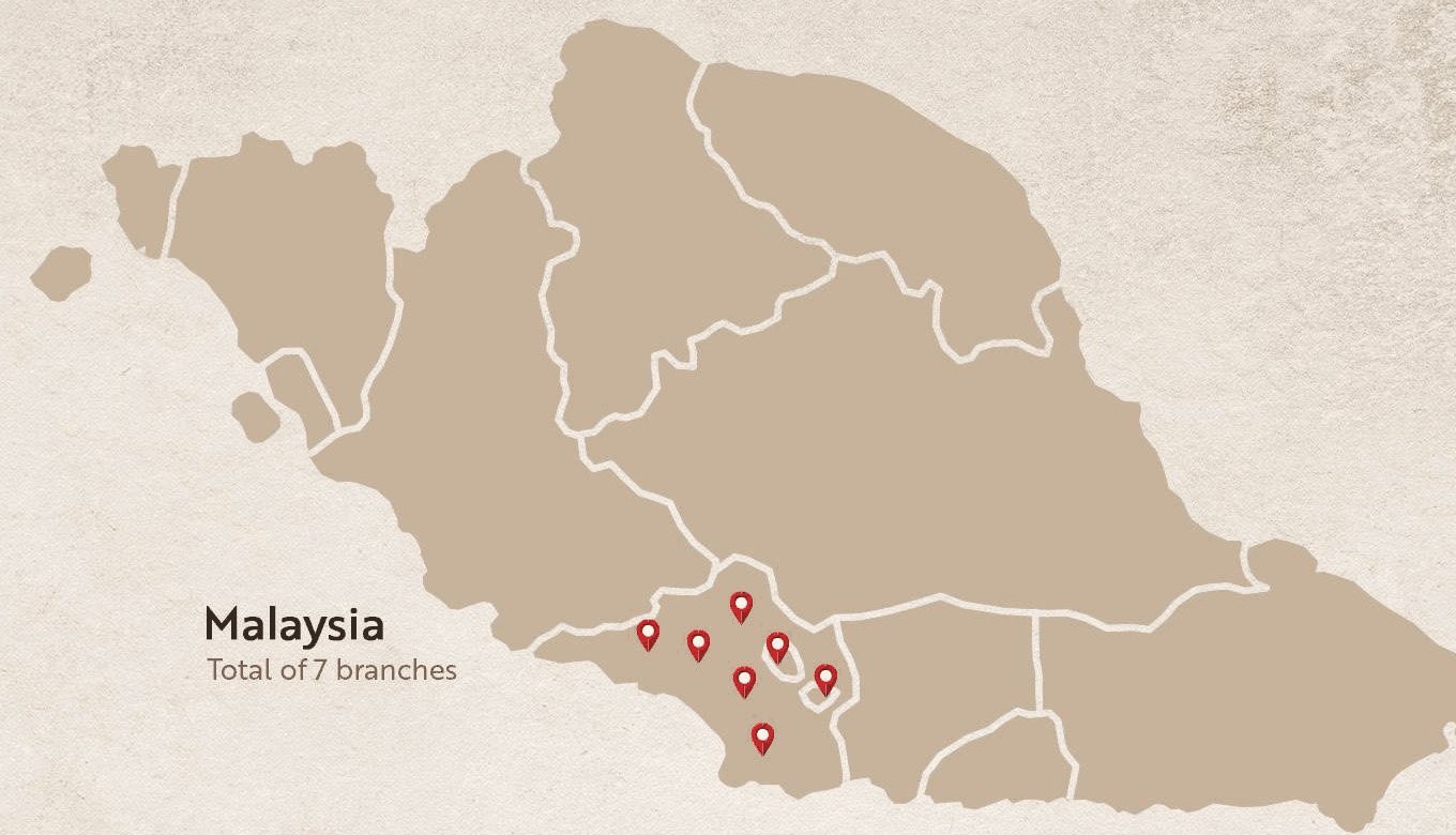 HAKSHAN 2025 footprint — seven branches across Kuala Lumpur