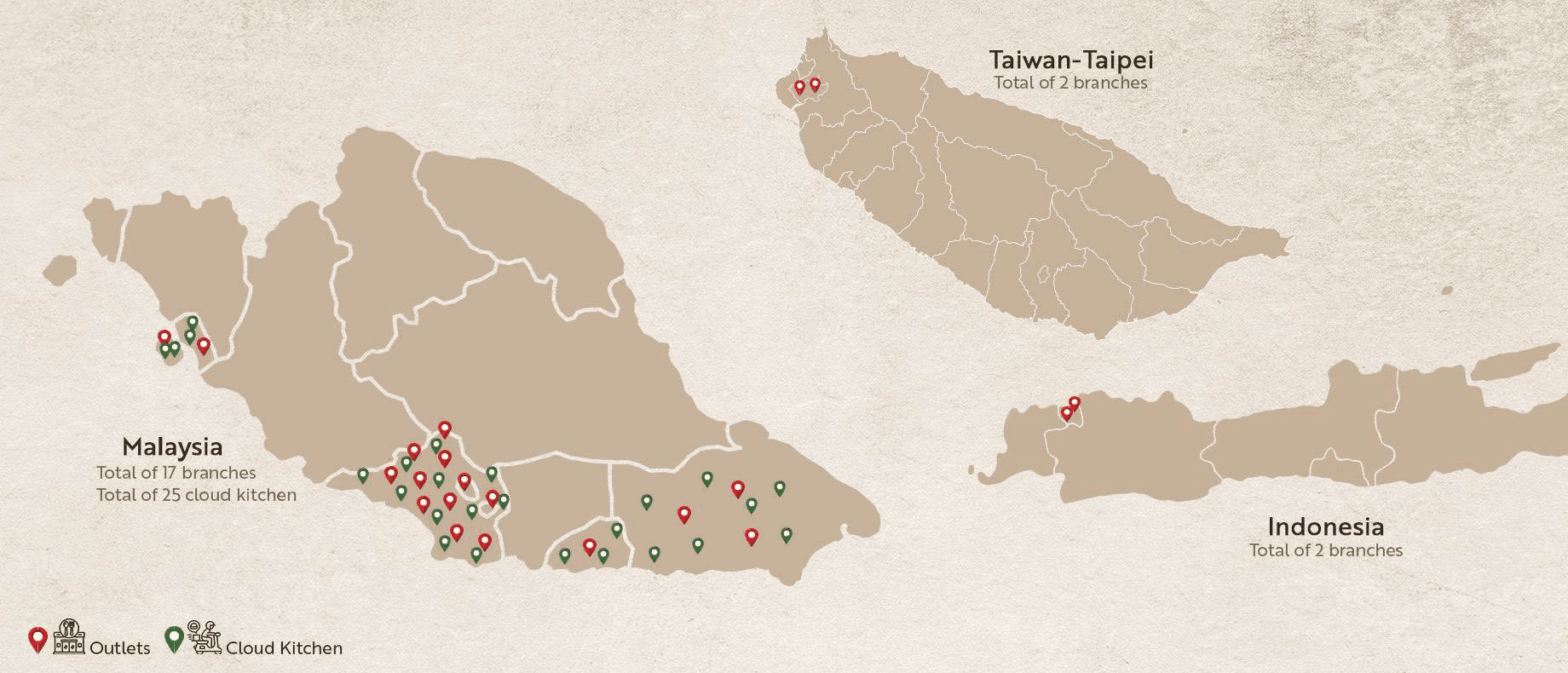 HAKSHAN 2026 footprint — 17 outlets and 25 cloud kitchens in Malaysia plus regional expansion
